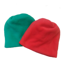 Флисовые шапки зеленая и красная