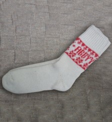 Вязаные носки из шерсти с логотипом белые с красным